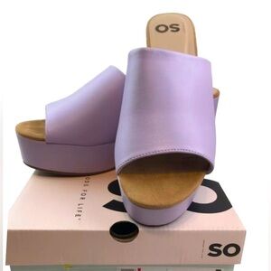 🌟HP🌟 LILAC LAVENDER Chunky Heel Mules Clogs Platform Summer Spring Picnic 90s